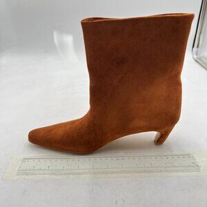 Brown Low Heel Ankle Boots Square Toe Ladies Winter Party Casual Walking Booties